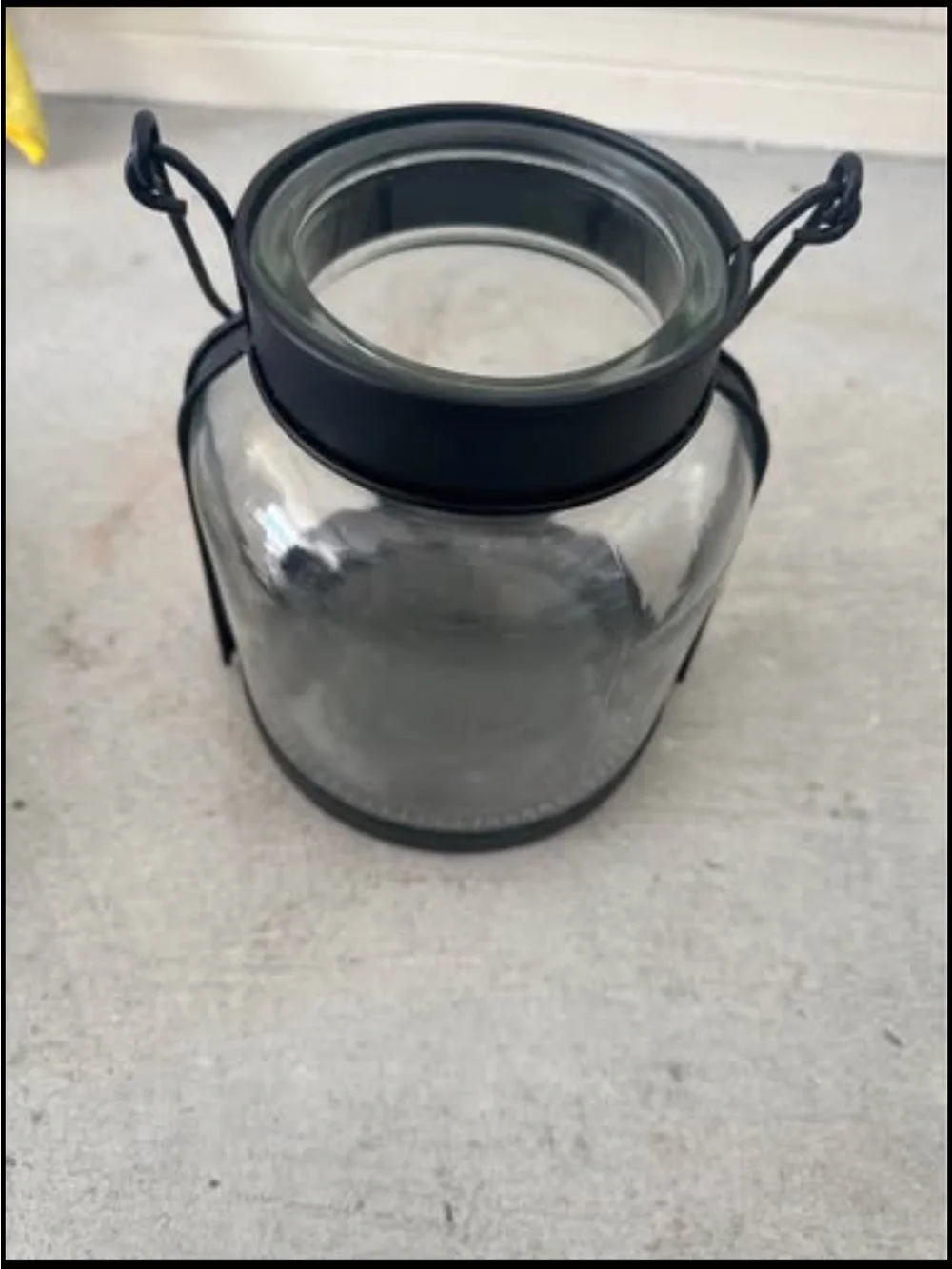Black Glass Lantern Jar with Metal Handle - Home Accents